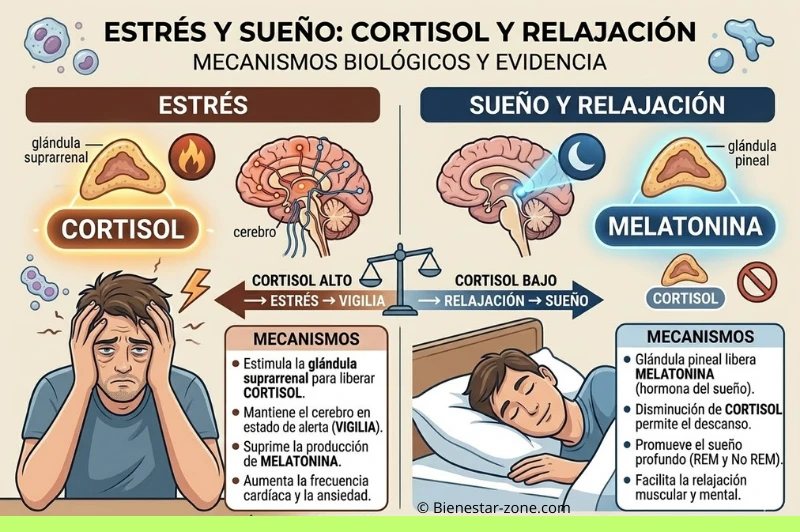 estrés y sueño cortisol y relajación