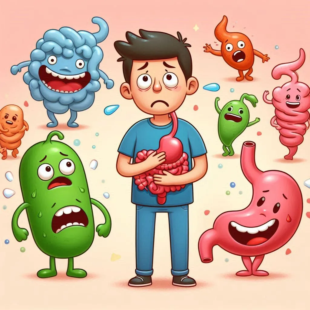 Hombre ilustración padeciendo de Síndrome del intestino irritable